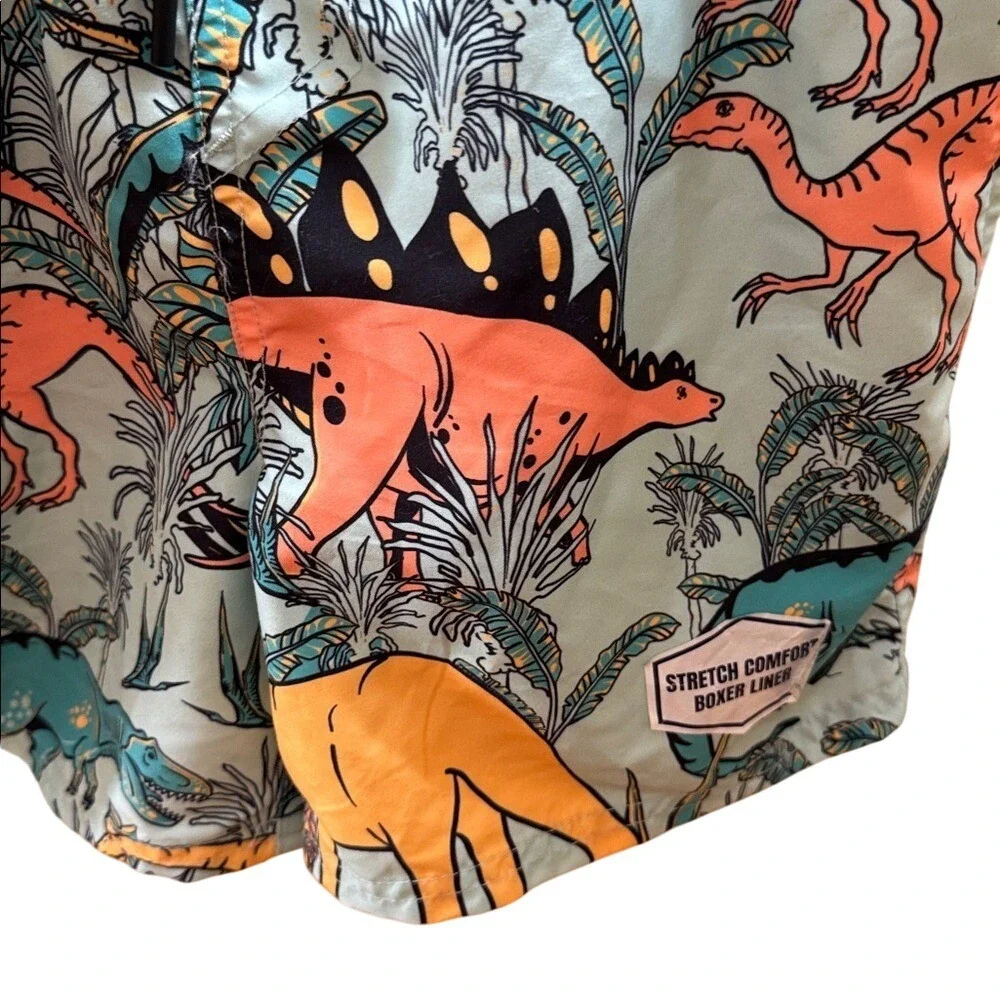 Distortion Kids Boys Size M‎ Swim Trunks Shorts Dinosaurs Print Elastic Waist